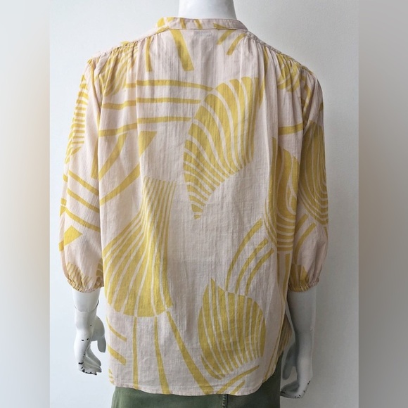 FRNCH Button Up Gauzy Blouse Green Apricot Small - Picture 5 of 11